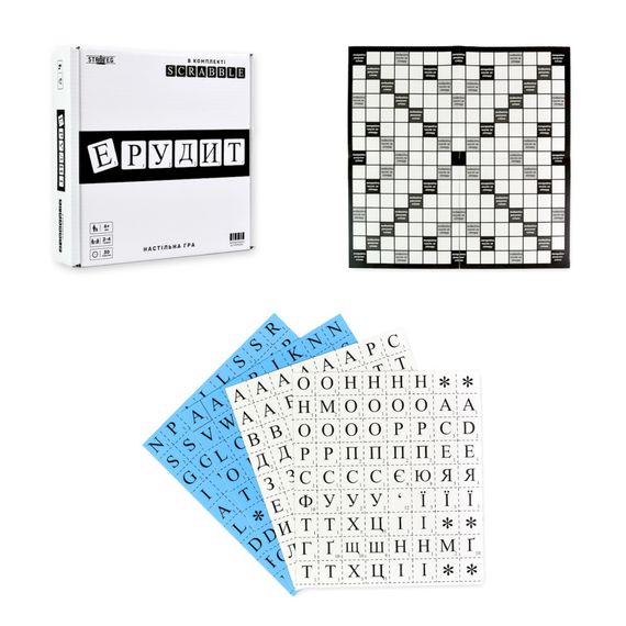 Настольная игра "Эрудит черно-белый" 30640 игровое поле, набор букв | Зображення 2