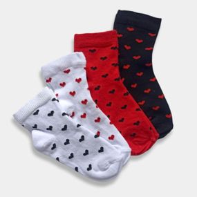 Шкарпетки для дівчинки з принтом серця Twinsocks червоний+чорний