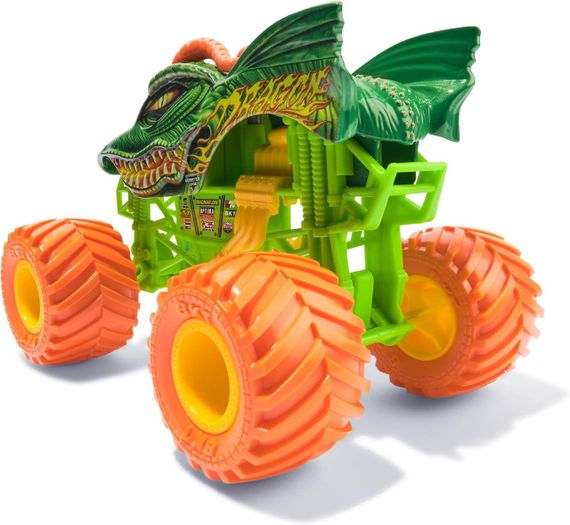 Оригинал Monster Jam Dragon Монстр-трак Зеленый Дракон 1:24 Металлический кузов | Зображення 3