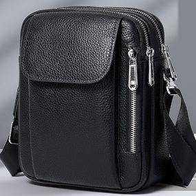 Чоловіча шкіряна сумка-барсетка через плече чорна Bexhill BX-09164