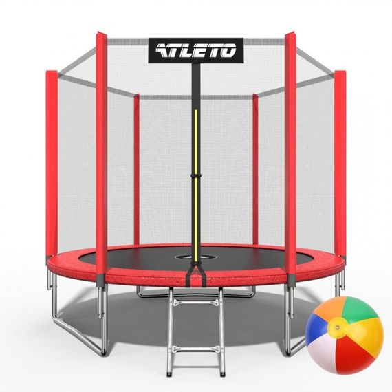 Батут дитячий Atleto 312 см із захисною сіткою і драбиною для дому та дачі червоний 42400474