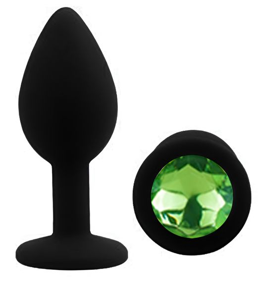 Силіконова анальна пробка EGZO - Silicone Black Round Plug Green, size S Sex Aura | Зображення 1
