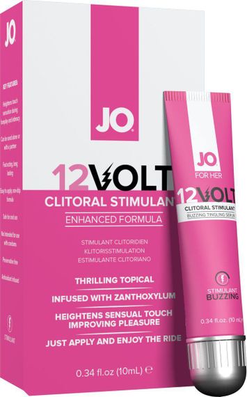Возбуждающий гель для клитора JO 12VOLT (10 мл) с эффектом пульсации и разогрева sexstyle
