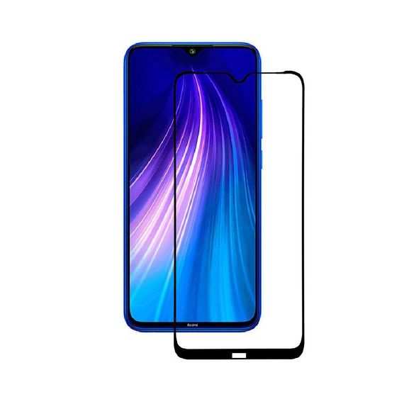 Захисне скло 3D для Xiaomi Redmi Note 8 чорне (повна проклейка на весь екран)