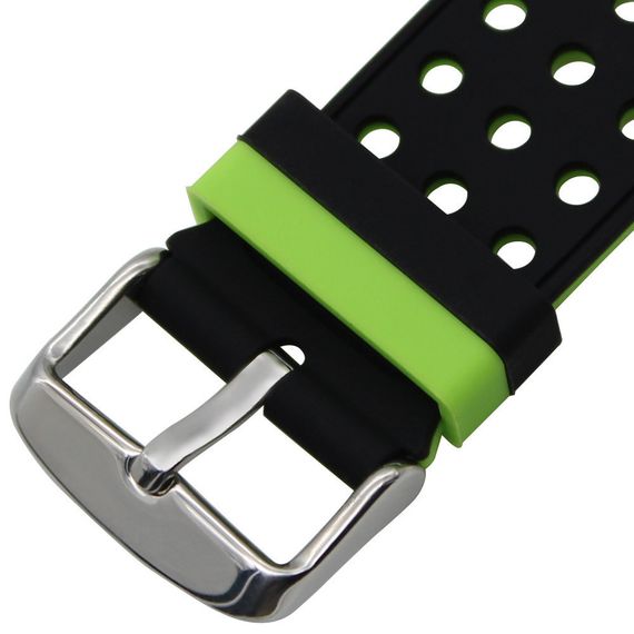 Двухсторонний ремешок Primo с перфорацией для Garmin Vivoactive 3/Vivomove HR/Forerunner 245/645 - Black&Green | Зображення 5