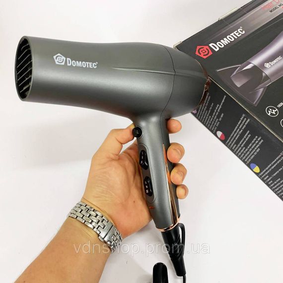 Електрофен для волосся з додатковими насадками Domotec, Фен з регулюванням температури і потоку повітря UM-47 | Зображення 7