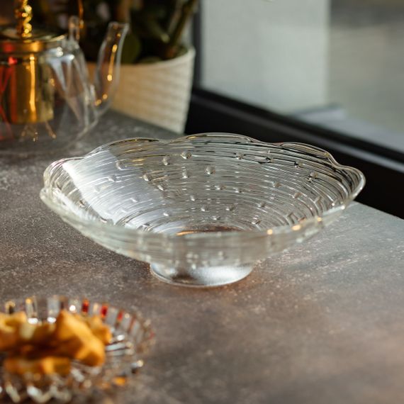 Фруктовница стеклянная Ø 23 ваза для фруктов Листья лотоса HP-YH-12 | Зображення 5