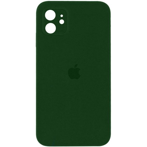 Чехол Silicone Case Square Full Camera Protective (AA) для Apple iPhone 11 (6.1") Зелений/Army green