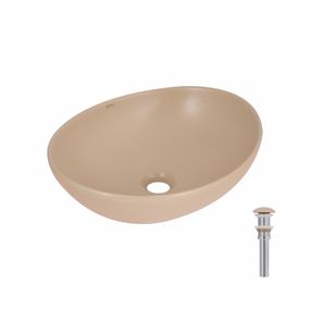Раковина накладная Qtap Dove 415x340x140 мм, Beige, овальная, с донным клапаном QTDOV188SB49784