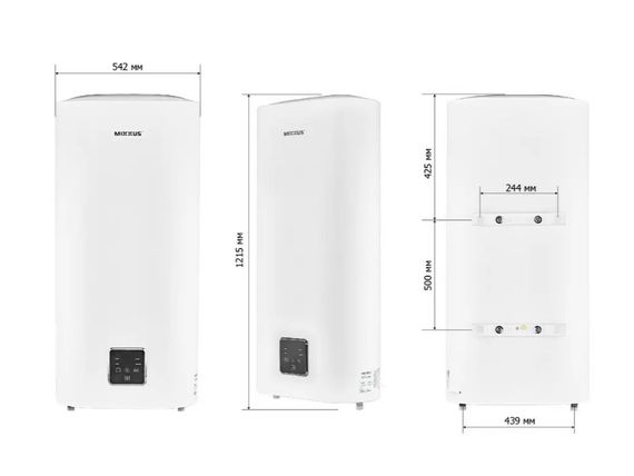 Водонагрівач Mixxus EWH-10100 FLAT DRY 100 л, 2,0 кВт, "сухий" ТЕН, вертикальний, прямокутний, білий (WH0599) | Зображення 4