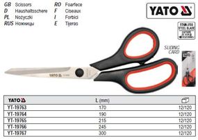 Ножницы канцелярские хозяйственные 170 мм YATO YT-19763