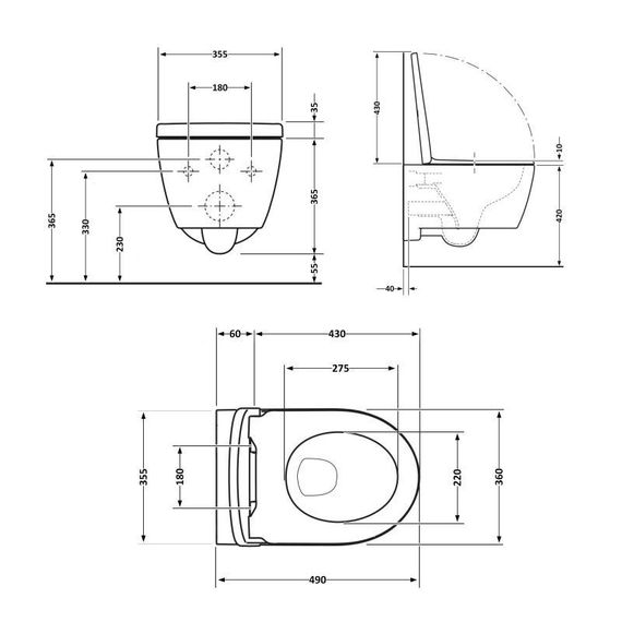 Унітаз підвісний Qtap Taurus безобідковий із сидінням Soft-close QT2433084EUQMB | Зображення 1