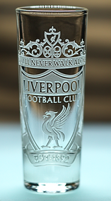 Скляна чарка 60мл Liverpool з гравіюванням подарунок для фаната стопка ФК Ліверпуль футбольна стопка