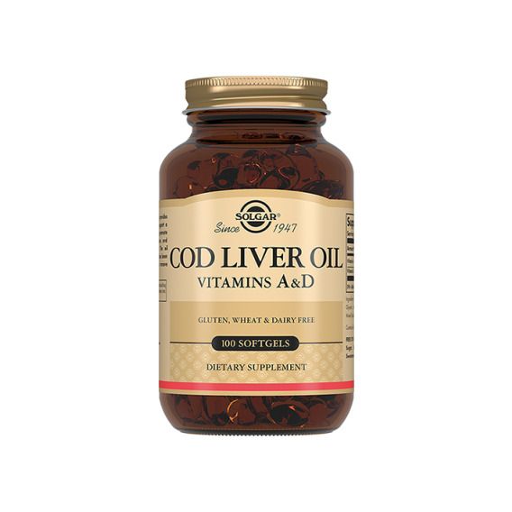 Жир із печінки тріски Solgar Cod Liver Oil Vitamin A & D 100 Softgels