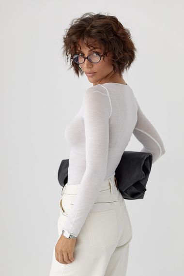 Приталений лонг у сітку - молочний цвет, M (є розміри) | Зображення 1