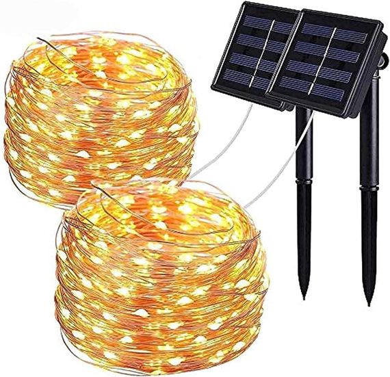 Сонячна гірлянда Wishlink, 2шт по 100 LED, 33 фути, тепле біле світло, IP65, для вулиці, саду, тераси, весілля, балкону