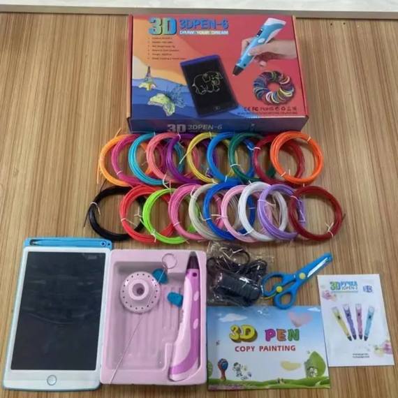 3D-ручка Дитячий набір 3D-ручка Pen 6 + планшет для малювання 3D PEN, Набір ниток і пластику для 3д ручки в комплекті | Зображення 9