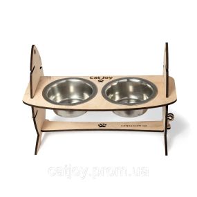 Кормушка для кошек Cat Joy Скелет рыбы с регулировкой высоты Беж на 2 миски
