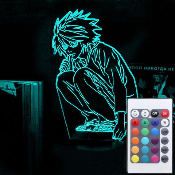 Акриловий світильник-нічник з пультом 16 кольорів L c Зошит Смерті tty-n001974