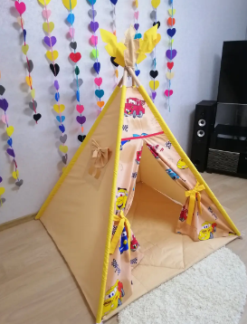 Вігвам для дітей  "МакКвін"  індивідуальний набір. Палатка Розмір 115*115(+ стьобаний коврик) | Зображення 1