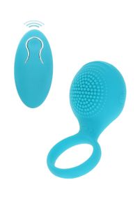 Вибро-эрекционное кольцо с рельефным стимулятором Toy Joy с дистанционным пультом голубое, 8.2 х 3.5 sexstyle