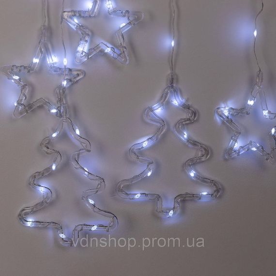 Гирлянда штора светодиодная GarlandoPro звезда и елка 120LED 3х0,9 м 8 режимов Белый 1733071W | Зображення 6