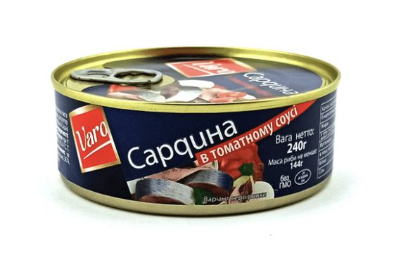 Консерва рыбная сардина в томатном соусе Varo, 240г ж/б