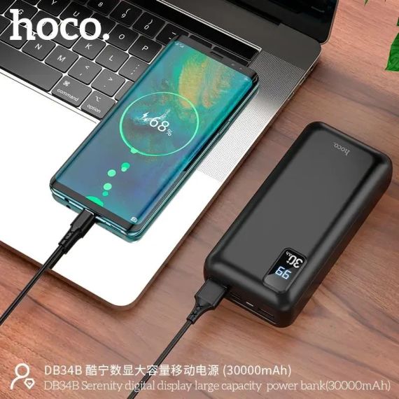 Портативна Батарея Power Bank Hoco DB34B 30000mAh 2USB Powerbank Повербанк Портативний зарядний пристрій | Зображення 6