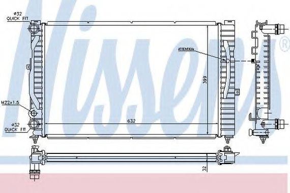 Радіатор охолодження AUDI A4S4 (B5) (94-) A6S6 (C5) (97-) (вир-во Nissens) NISSENS 60299 на AUDI A4 седан (8D2, B5)