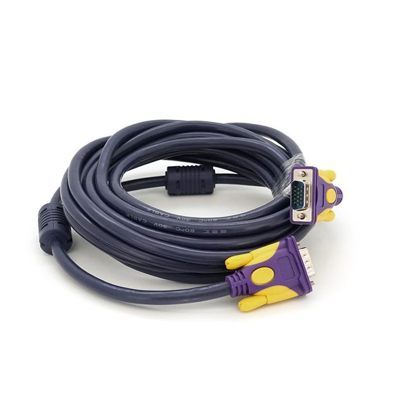 Кабель Merlion VGA 3 + 4 with shielding, 5m, male to male (тато-тато), 2 фериту, purple, Пакет Q100