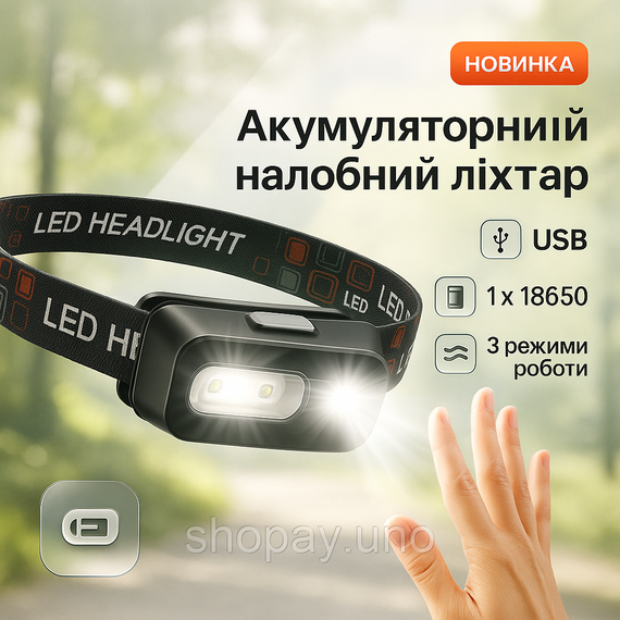 Фонарь для головы со светодиодами 1804A-XPE+COB, Налобный аккумуляторный фонарь на голову TH-71