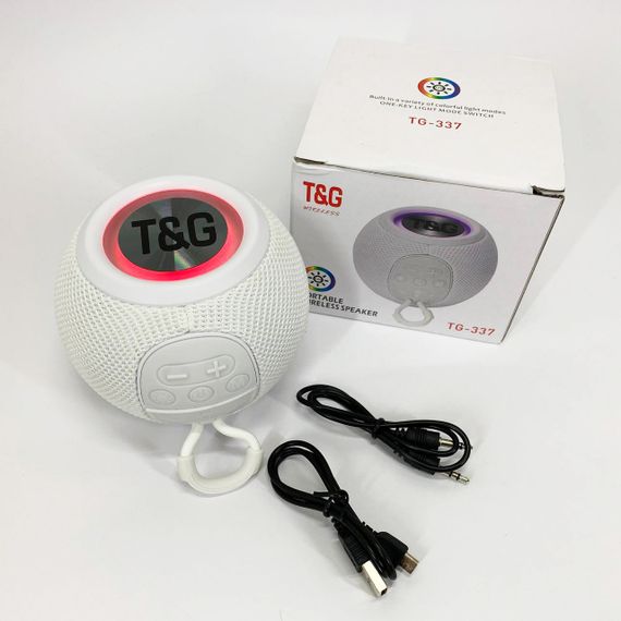 Бездротова потужна колонка TG337 з Bluetooth, RGB-підсвічуванням та радіо. Колір: білий | Зображення 6