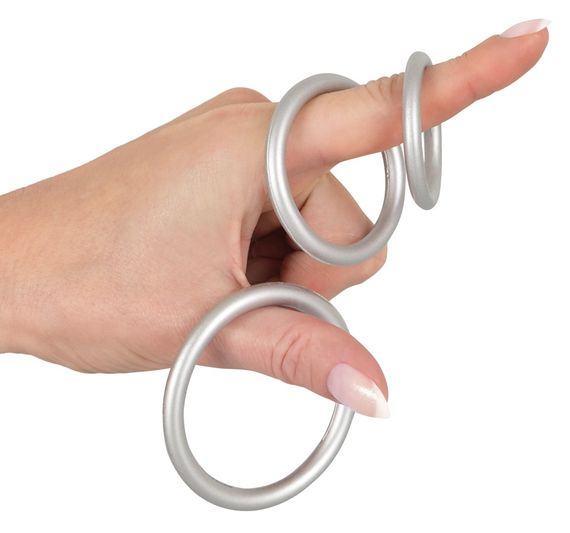 Набір ерекційних кілець - Metallic Silicone Cock Ring Set | Зображення 7