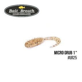 Силиконовая приманка, Съедобный силикон Bait Breath Micro Grub 1" (15шт.) (Ur25 Clear/gold*orange*seed)