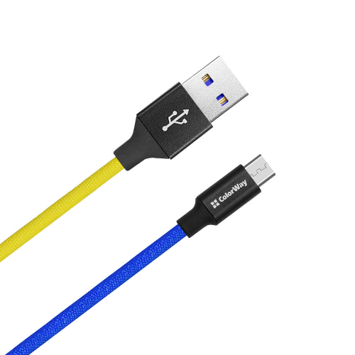 Кабель USB MicroUSB ColorWay CW-CBUM052-BLY 2,4A 1м синій/жовтий | Зображення 4