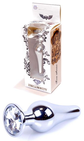 Анальний затор Boss Series - Jewellery Silver BUTT PLUG Clear, BS6400075 sexstyle