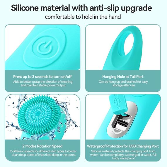 Водонепроникна силіконова щітка для ванни — масаж, очищення та відлущування, перезаряджуваний скрабер для душу | Зображення 6