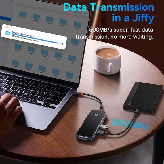 Переходник Baseus Hub AcmeJoy 7-Port Type-C (HDMI*1+USB3.0*2+USB2.0*1+Type-C PD&Data*1+SD/TF) (WKJZ) Dark Gray | Зображення 2