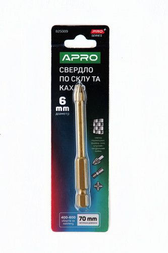 Сверло по стеклу и кафелю 4 грани HEX 6мм PRO APRO