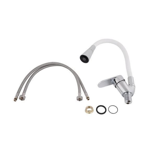 Смеситель для кухни Lidz Tani 008F3 с гибким изливом (k40) LDTAN008F3WCR37037 Chrome/White | Зображення 4