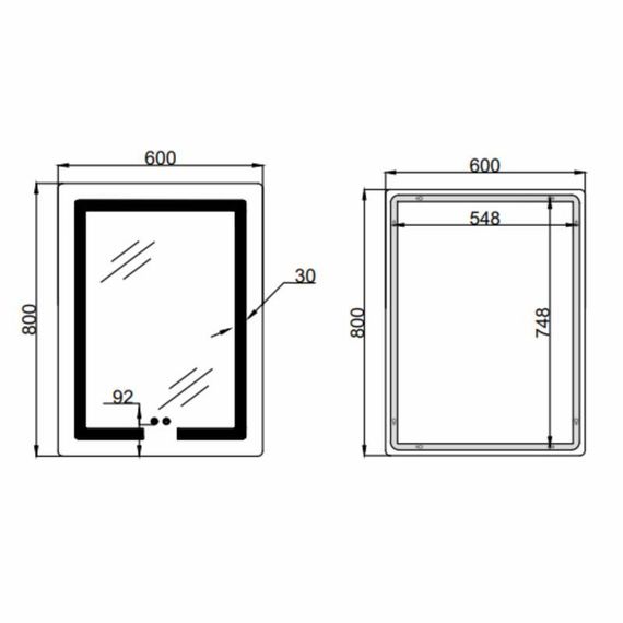 Дзеркало Lidz Kubis (KU2) 600х800 з LED-підсвіткою Touch, з антизапотіванням, з димером, рег. яскравості LD78LF937608048449 | Зображення 1