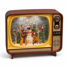 Ретро-телевизор XMAS WDL-24034B с музыкой и снежным вихрем