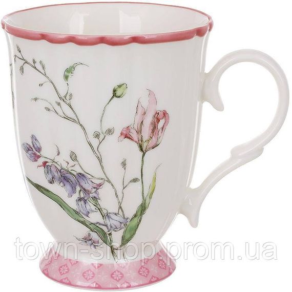 Кружка фарфоровая "Wisteria Garden" 380мл, чайная чашка, розовая BD-498-333