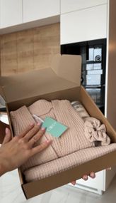 Жіночий Подарунковий набір Bella з халатом(капюшон), беж