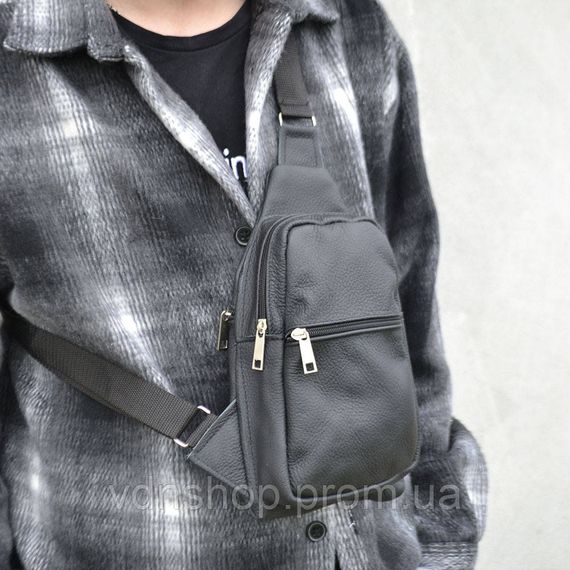 Сумка шкіряна чоловіча крос-боді, Чоловіча міська сумка крос-боді гладка JZ-79 | Зображення 6