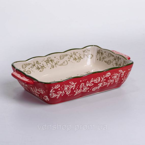 Форма для запекания Vintage 23×14×5 (см) прямоугольная форма для выпекания в духовке с ручками Красная HM05-09 | Зображення 1