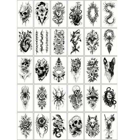 Набір дитячих тимчасових татуювань "Чорні міні №5" black-tattoo-mini-set-5-T