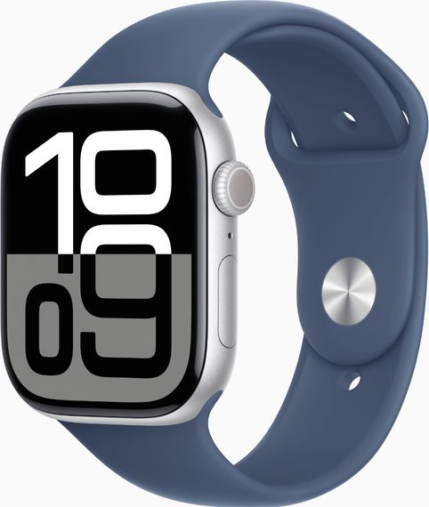 Смарт-годинник Apple Watch Series 10 GPS 46mm Silver Alu. Case w. Denim Sport Band - M/L (MWWM3) | Зображення 1