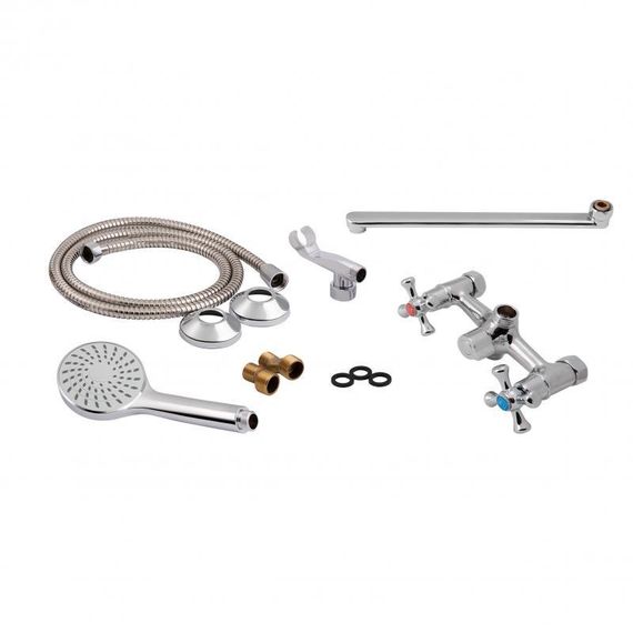 Смеситель для ванны Lidz Lamb 140 с поворотным изливом двухвентильный (c душевым гарнитуром) LDLAM140CRM22144 Chrome | Зображення 4