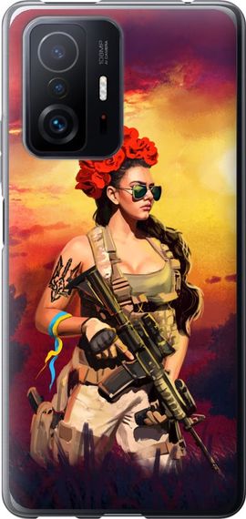 Чехол на Xiaomi 11T Украинка с оружием "5316u-2487-17620"